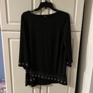 JM Collection Black Tunic with Grommet Details